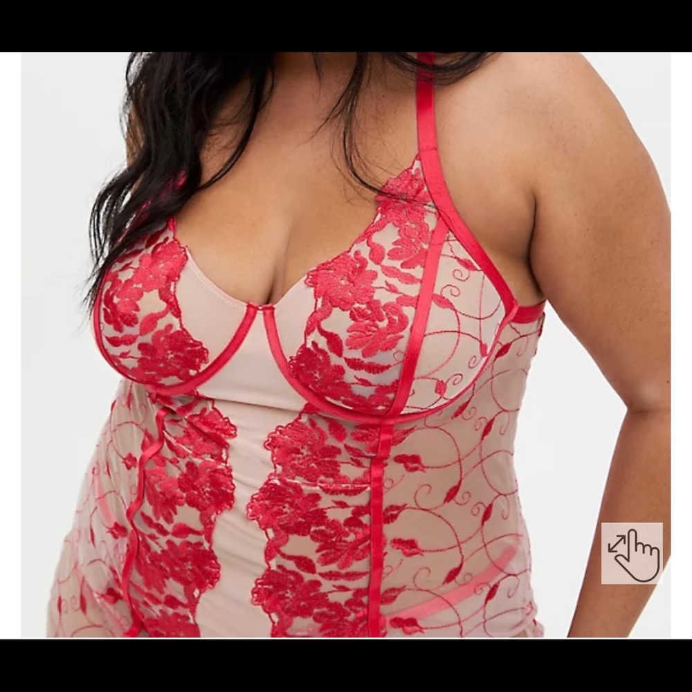 Torrid Pink Embroidery Chemise 1 XL NWTS